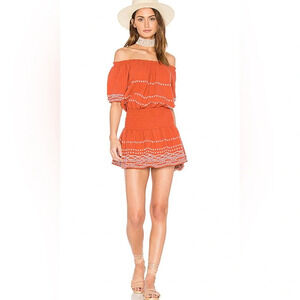 Piper Off-the-Shoulder Butan mini dress in Terracotta size Medium